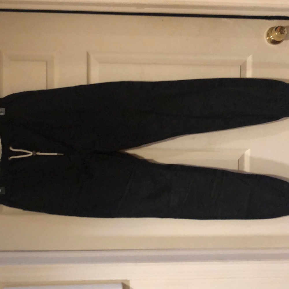 Zanerobe black denim and leather jogger size 32